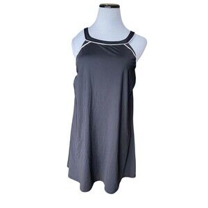 Lands End High Neck Swim Dress Size 12 Black Beach Cruise Vacation Resort Pool
